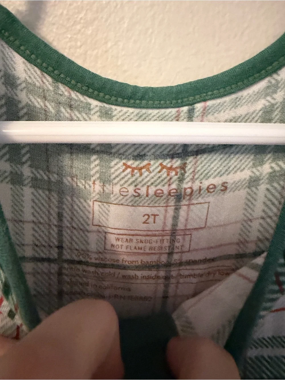 Little Sleepies Green Plaid Zip Footie
